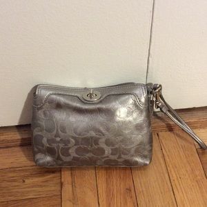 NWOT Silver Leather Wristlet