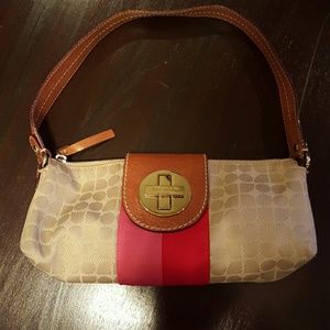 Beige, pink, and red Kate Spade purse