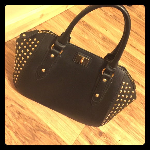 Black studded handbag