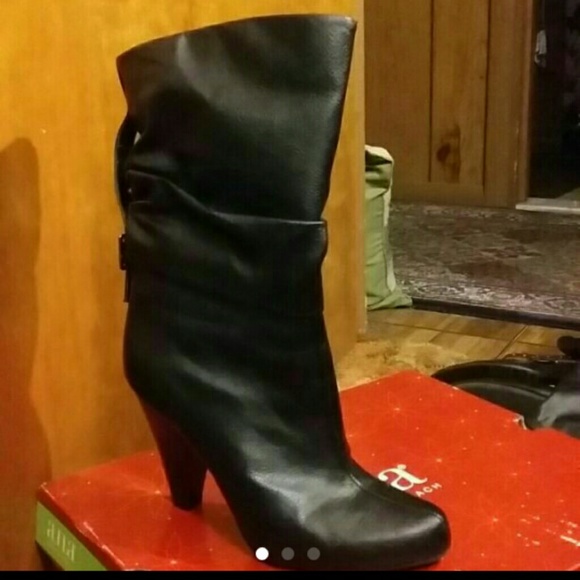 Black leather boots