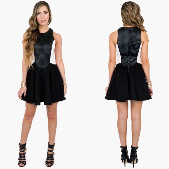 Style Link Miami Dresses & Skirts - Black and White Textured Flared Dress
