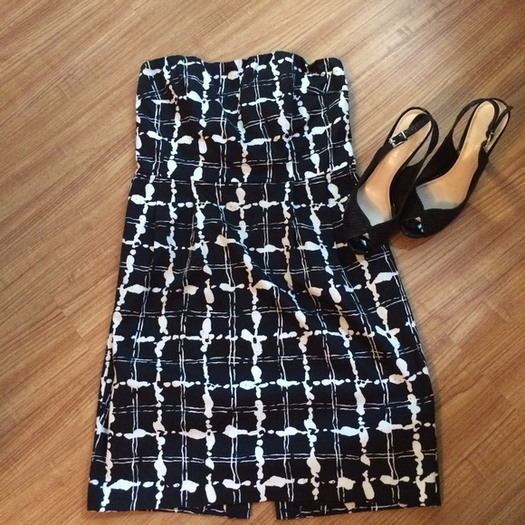 Black and White Patterned Tube Top Dress