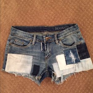 Blank NYC patch work cutoff jean shorts