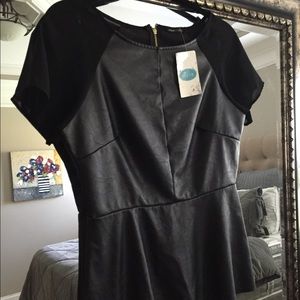 Black faux leather top