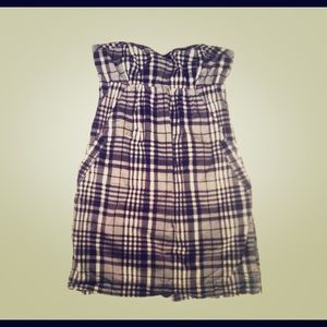Plaid strapless dress