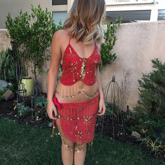 Authentic belly dancer set with hand bead work