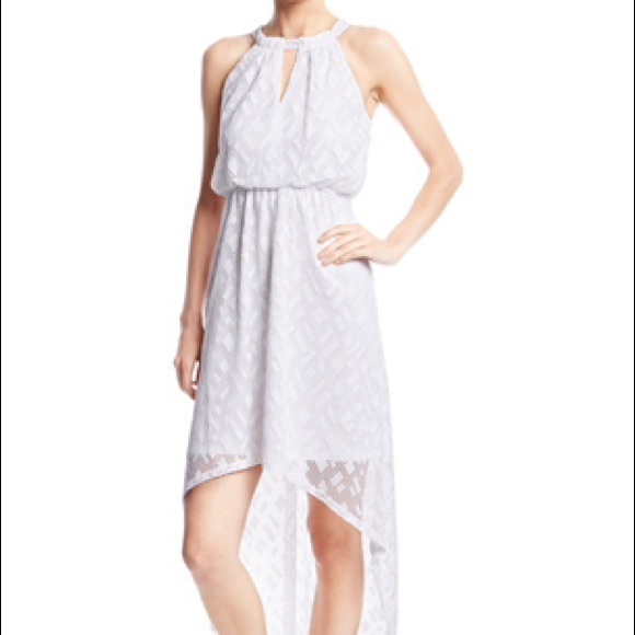 Blue Aztec print high lo dress