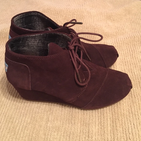 TOMS Shoes - TOMS Suede Wedge Booties. Brand New! Never Worn!