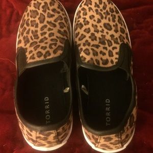 Leopard print slip on sneakers