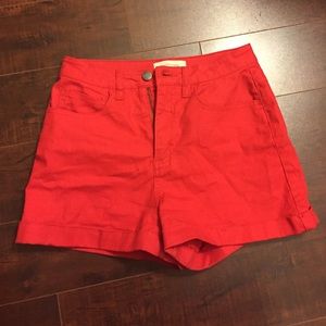 Forever 21 F21 red high waisted denim shorts