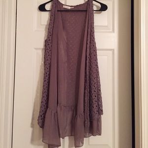 Brown Textured Lace Vest