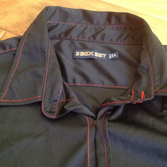 Men's black shirt with red stitching - Picture 2 of 4