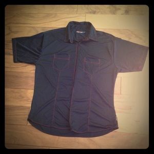 Men's black shirt with red stitching