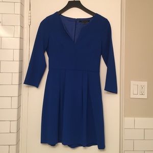 French Connection V neck 3/4 Sleeve Skater Dress