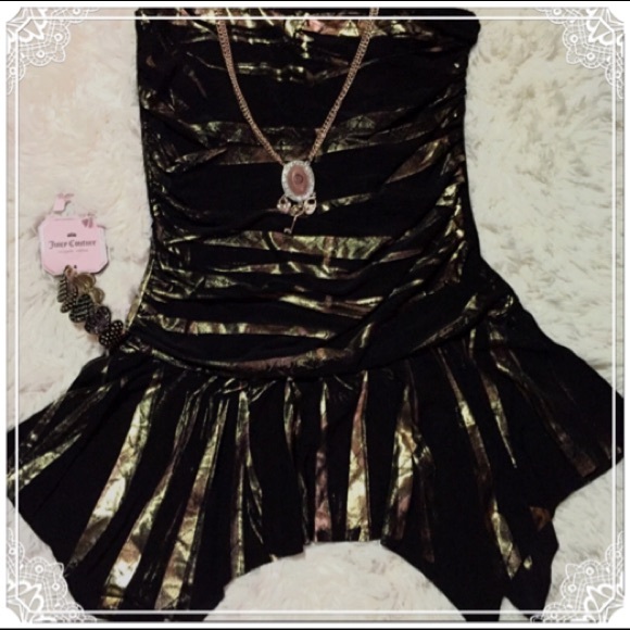 SOLD • Black and gold strapless top - Picture 2 of 2