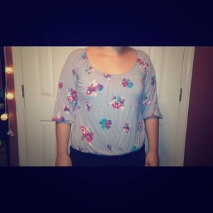 Gray floral top
