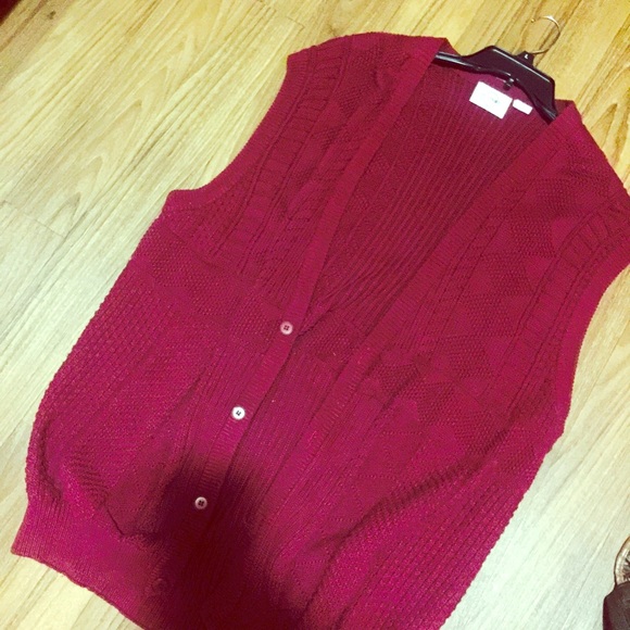 RASPBERRY BURGUNDY OPEN KNIT LONG CARDIGAN