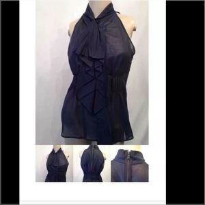 Vince Sheer Ruffle Halter Neck Blouse Sz 2!$65