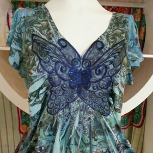 One world large butterfly shirt