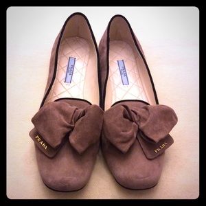 Prada Camoscio Dark Rose Ballet Flats