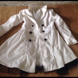 White long pea coat and white vest, bundle