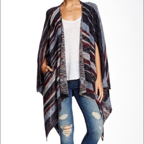 Free people red white and blue poncho