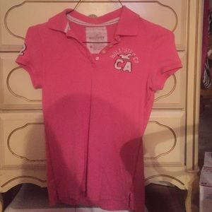 Pink Hollister collared shirt