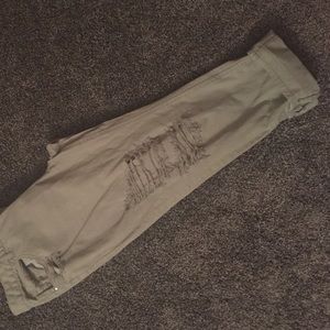 Navy Green Ripped Boyfriend Jeans