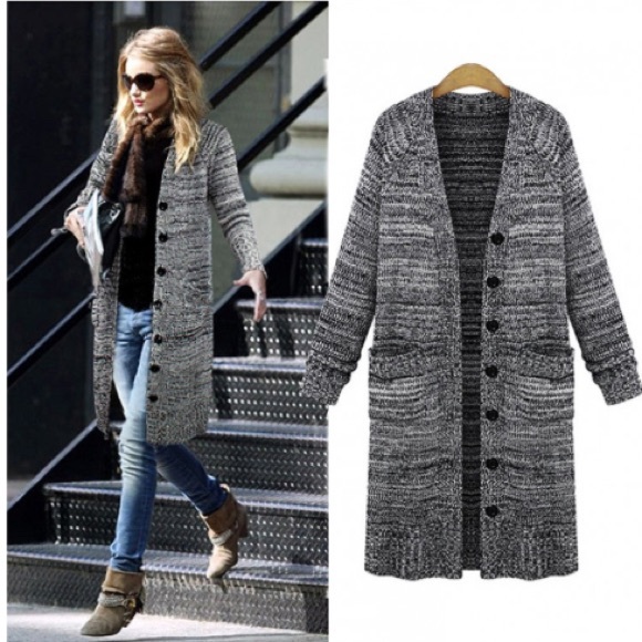 Sweaters - ❗️CLEARANCE❗️ Long Gray Tunic Button Down Cardigan