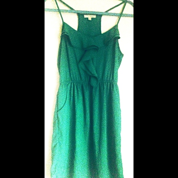 Nordstrom Green Ruffled Racerback Dress. - Picture 2 of 4