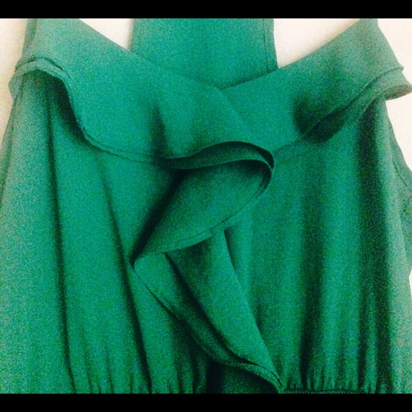 Nordstrom Green Ruffled Racerback Dress. - Picture 3 of 4