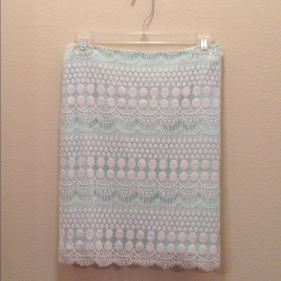 Gianni Bini Mint and White Pencil Skirt