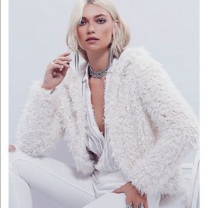Free people faux fur hooded jacket