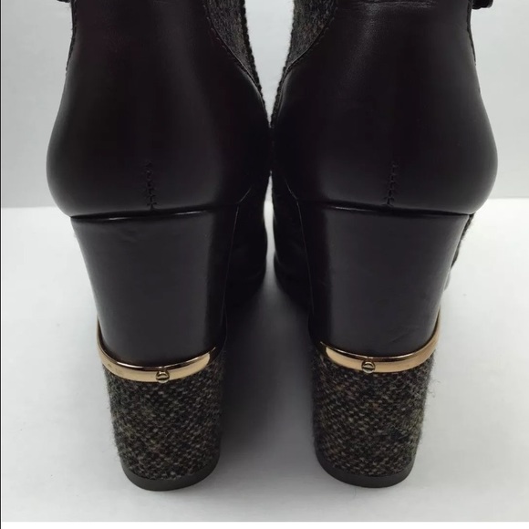 Tory Burch brown leather wedge booties size 7 M