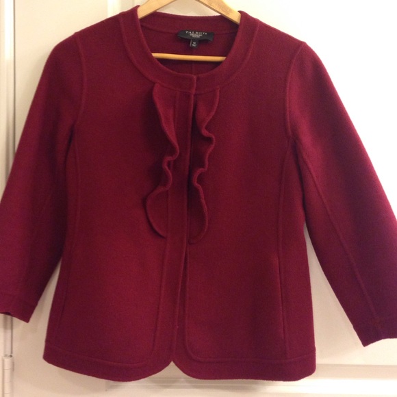 Talbots Petite ruffle front wool jacket