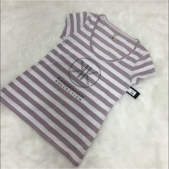 🆕 Kardashian kollection logo striped tee - Picture 1 of 3