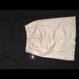 Metallic silver Jean skirt.