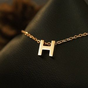 New! stainless steel rose/gold letter H necklace