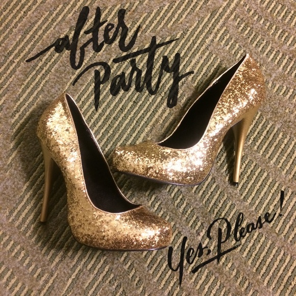 Michael Antonio Shoes - SALE Michael Antonio gold glitter holiday heels