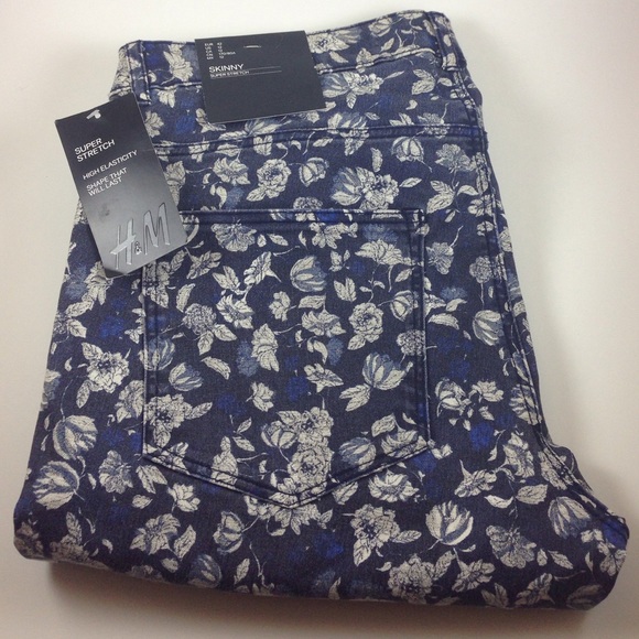 H&M Floral Super Stretch Skinny Jeans