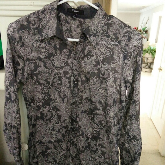 Express, grey/charcoal button up shirt/tunic
