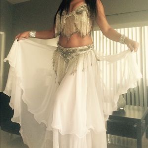 White/silver Belly Dancing Costume