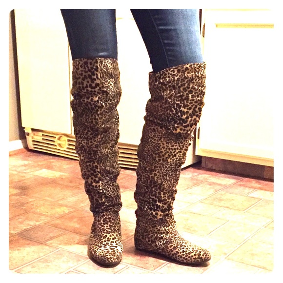 Leopard over the knee boots!