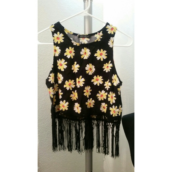 Floral print string crop top. S/M