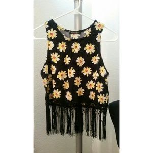 Floral print string crop top. S/M