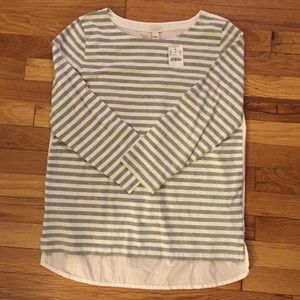NWT Jcrew grey and white striped shirt