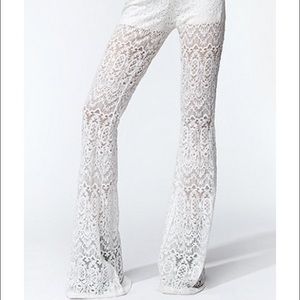 Kendall & Kylie High Rise Lace Bell Bottom Pants