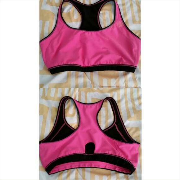 Pink and black sports bra. M/L