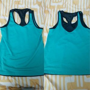 Reversible teal/gray racerback top