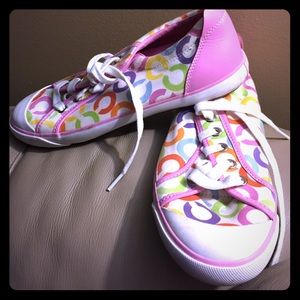 Coach multi color pink shoes